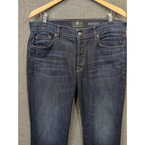7 For All Mankind Jeans Mens 36x34.5 Standard Button Fly Luxe Performance Dark - Picture 3 of 13